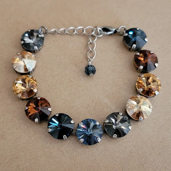 Austrian Crystal Tennis Bracelet in Antique Silver - Picture 3 of 12